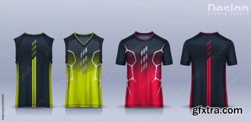 T-Shirt Sport Design Template 6xAI