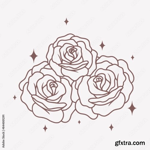 Collection Of The Moon With Roses 6xAI