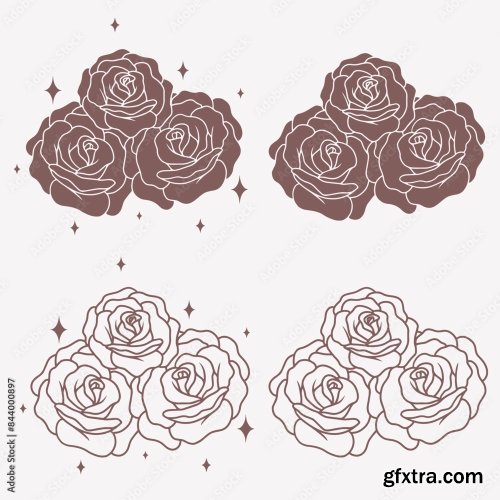 Collection Of The Moon With Roses 6xAI