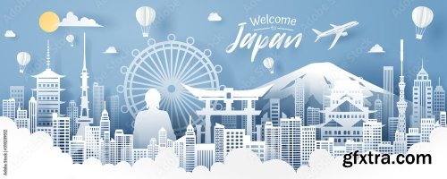 Paper Cut Of Japan Landmark Travel And Tourism Concept 6xAI