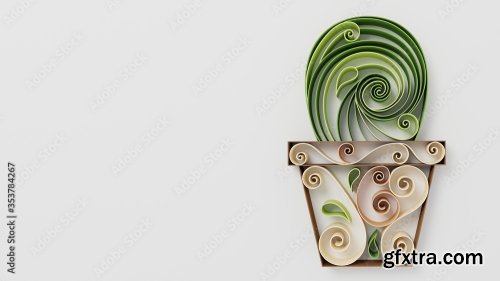 Paper Quilling Of Cactus On White 5xJPEG