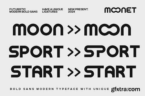 Moonet - Futuristic Modern Font HZW48BY