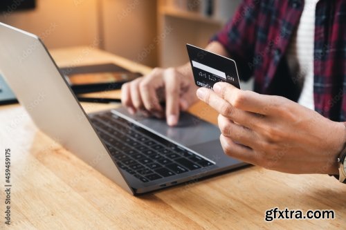 Young Man Making Payment And Shopping By Credit Card 8xJPEG