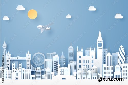 Paper Cut Of England Landmark Travel And Tourism Concept 5xAI