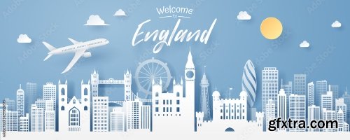 Paper Cut Of England Landmark Travel And Tourism Concept 5xAI