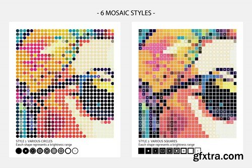 Multi Shape Mosaic Halftone Photoshop Action YZR522R