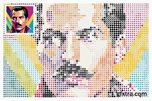 Multi Shape Mosaic Halftone Photoshop Action YZR522R