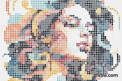 Multi Shape Mosaic Halftone Photoshop Action YZR522R