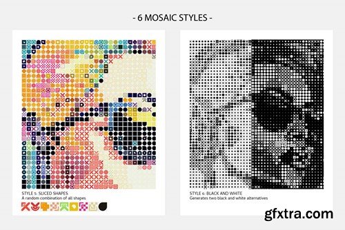 Multi Shape Mosaic Halftone Photoshop Action YZR522R