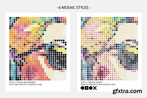 Multi Shape Mosaic Halftone Photoshop Action YZR522R