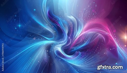 Blue And Purple Abstract Glowing Curved Lines With Sparkles 7xJPEG