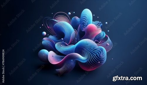 Blue And Purple Abstract Glowing Curved Lines With Sparkles 7xJPEG