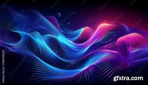 Blue And Purple Abstract Glowing Curved Lines With Sparkles 7xJPEG