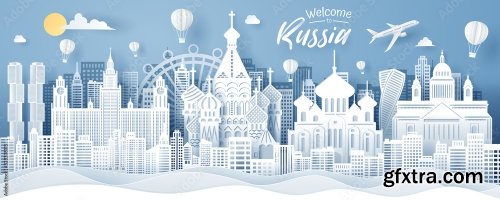 Paper Cut Of Russia Landmark Travel And Tourism Concept 5xAI