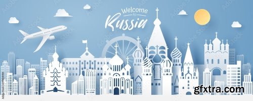 Paper Cut Of Russia Landmark Travel And Tourism Concept 5xAI