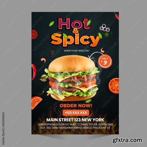 Fast Food Flyer Design Template 2 17xAI