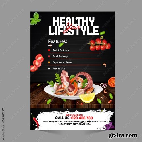 Fast Food Flyer Design Template 2 17xAI