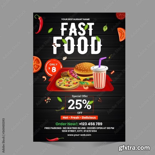 Fast Food Flyer Design Template 2 17xAI