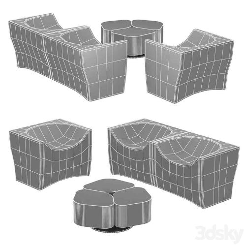 Riva 1920 log armchair toi center table 3d model