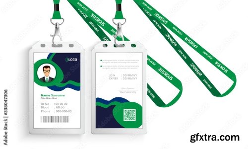 Corporate Id Card With Lanyard Set 3 20xAI