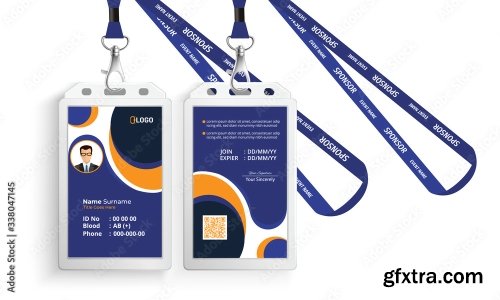 Corporate Id Card With Lanyard Set 3 20xAI