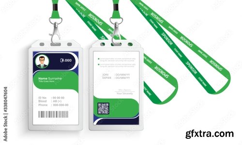 Corporate Id Card With Lanyard Set 3 20xAI