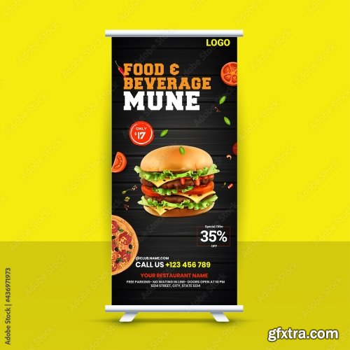 Fast Food Roll Up Banner Design 9xAI