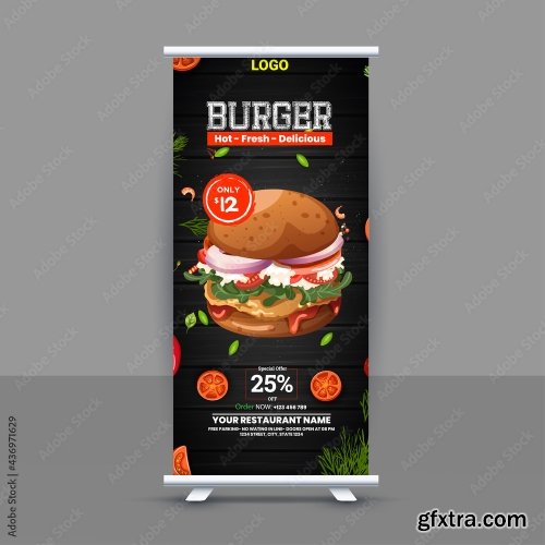 Fast Food Roll Up Banner Design 9xAI