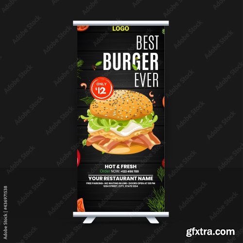 Fast Food Roll Up Banner Design 9xAI