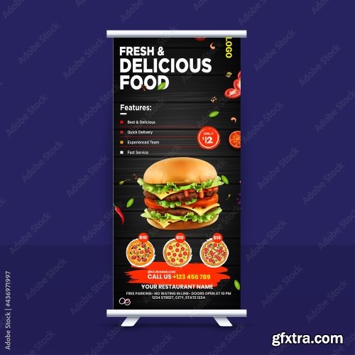 Fast Food Roll Up Banner Design 9xAI