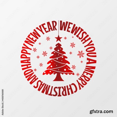 Red Christmas Ball Merry Christmas Typographic Poster 7xAI