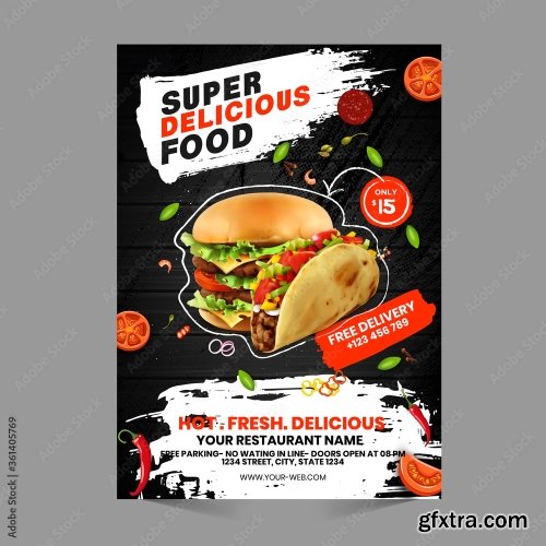 Fast Food Flyer Design Template 3 16xAI