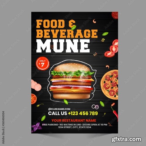 Fast Food Flyer Design Template 3 16xAI