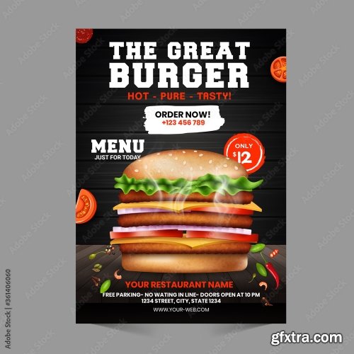 Fast Food Flyer Design Template 3 16xAI