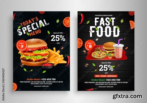 Fast Food Flyer Design Template 3 16xAI