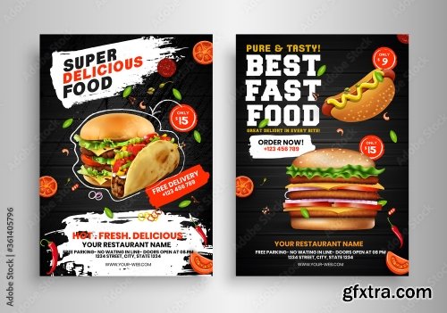 Fast Food Flyer Design Template 3 16xAI