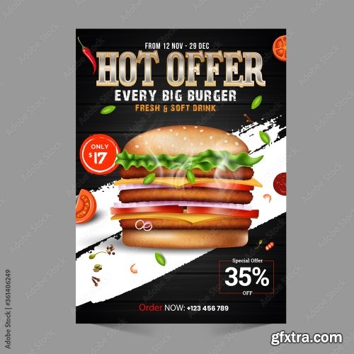 Fast Food Flyer Design Template 3 16xAI