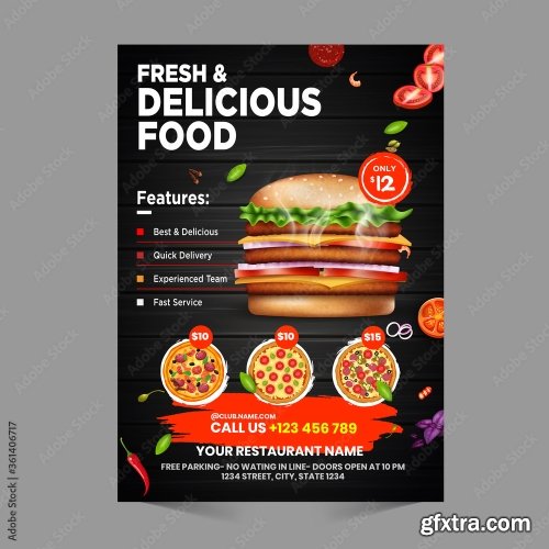 Fast Food Flyer Design Template 3 16xAI