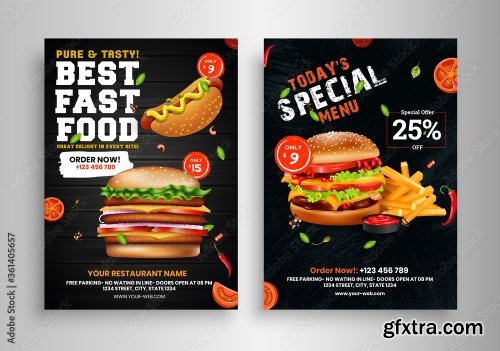 Fast Food Flyer Design Template 3 16xAI