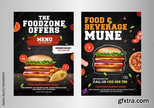 Fast Food Flyer Design Template 3 16xAI