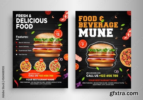 Fast Food Flyer Design Template 3 16xAI