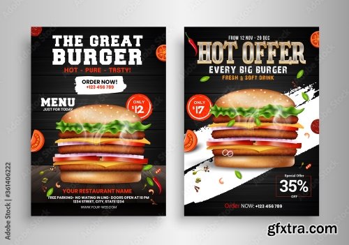 Fast Food Flyer Design Template 3 16xAI