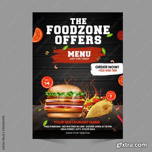 Fast Food Flyer Design Template 3 16xAI