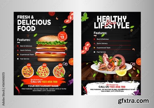 Fast Food Flyer Design Template 3 16xAI