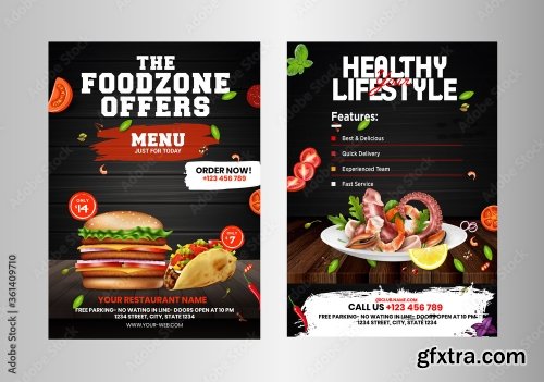 Fast Food Flyer Design Template 3 16xAI