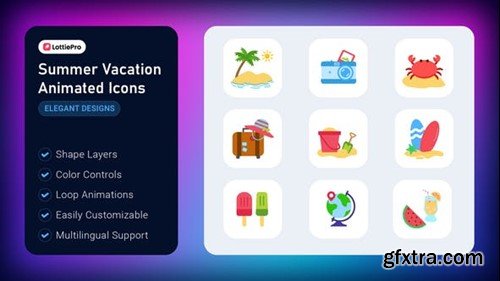 Videohive Summer Vacation Animated Icons 52705707