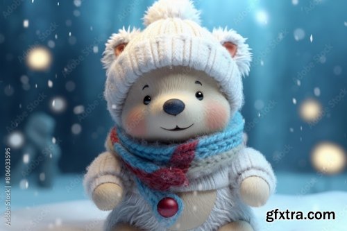 Cheerful Polar Bear In Snow 13xJPEG