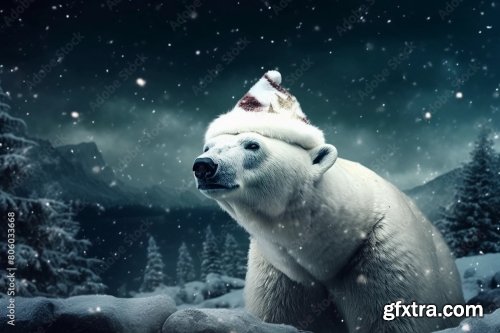 Cheerful Polar Bear In Snow 13xJPEG