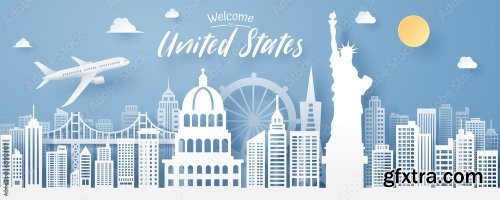 Paper Cut Of Usa Landmark Travel And Tourism Concept 5xAI