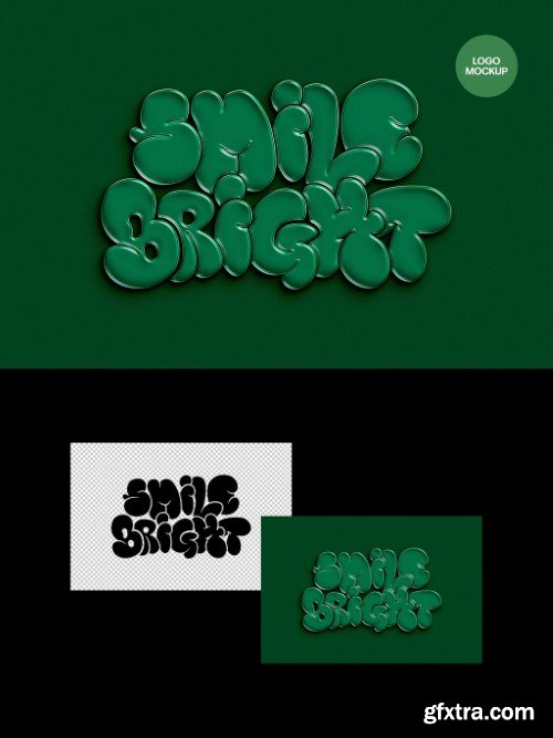 Green Plastic Chrome Text And Logo Mockup